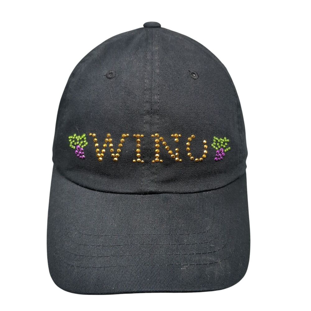 Wino Slideback Hat Black OSFM Adjustable Rhinestone Bling Magic